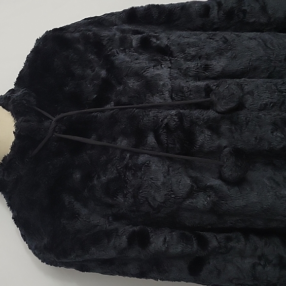 Anthroplogie Elevenses Faux Fur Swing Coat Size 12 Black EUC - Picture 3 of 10